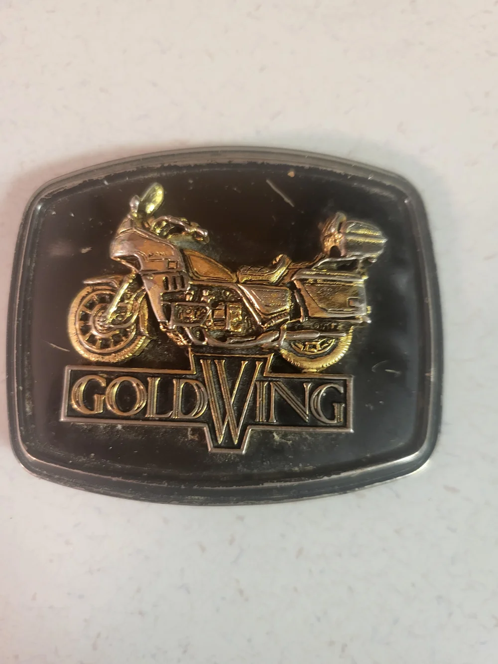Vintage 1978 Goldwing Motorcycle Metal Belt Buckle Raintree 3D Biker Advert RARE